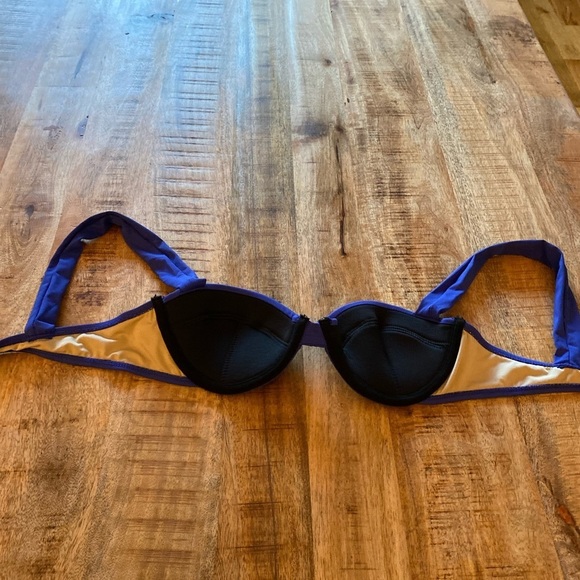 WeWoreWhat Underwire thick wide band bra bikini top Small blue sapphire - Picture 6 of 8